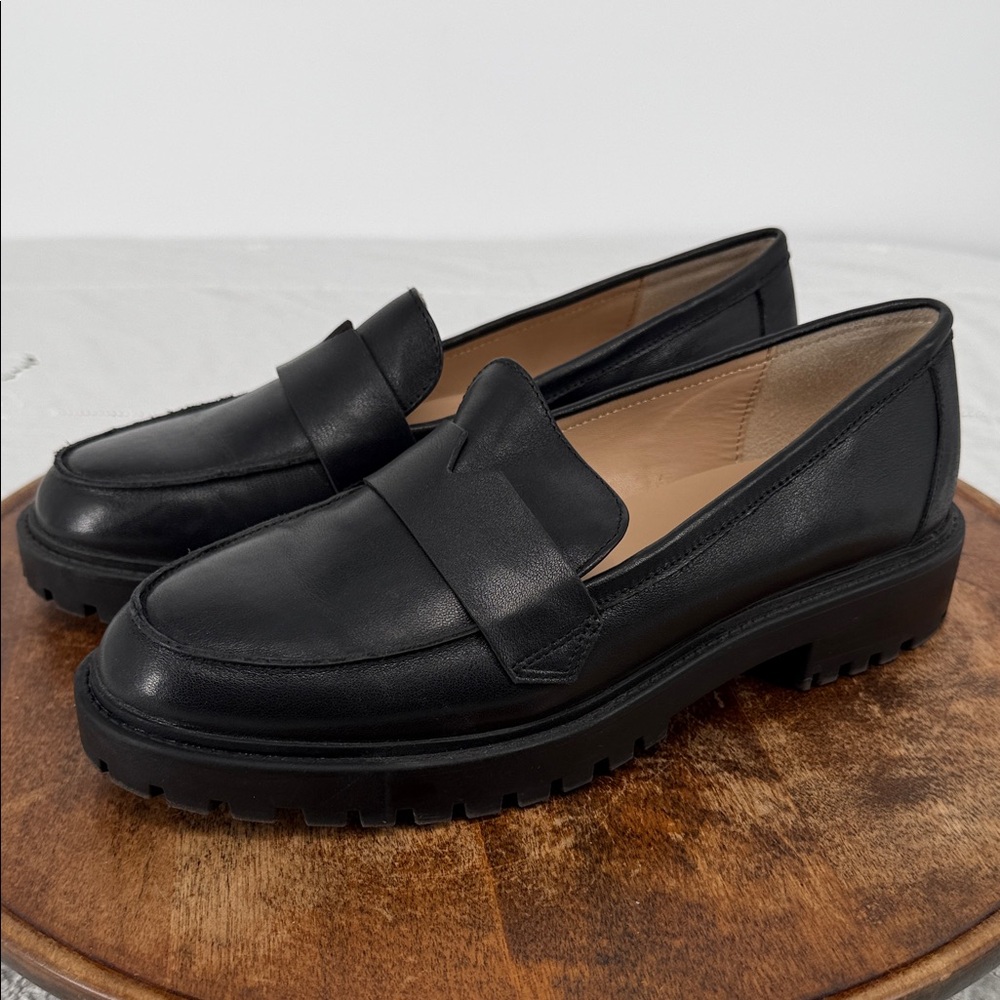 Banana Republic Factory Black Leather Lug Sole Penny Loafers